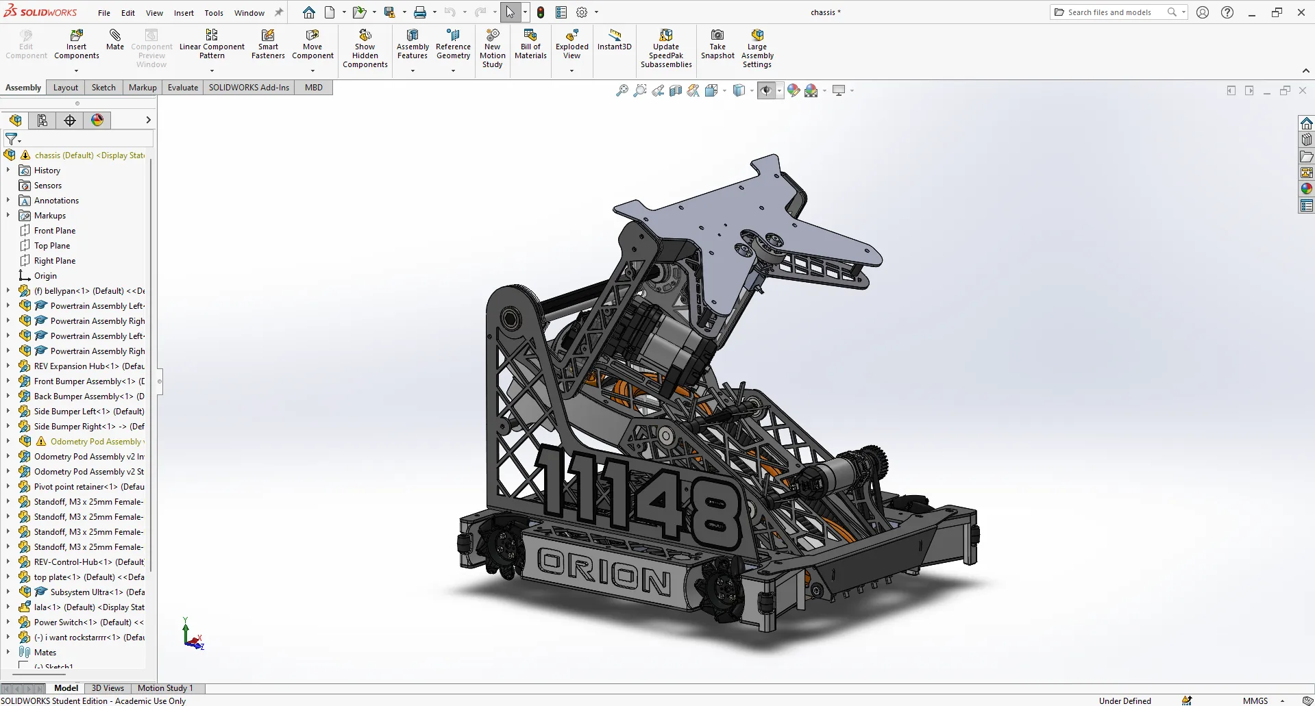 CAD isometric of the 2020 FTC National Champion robot