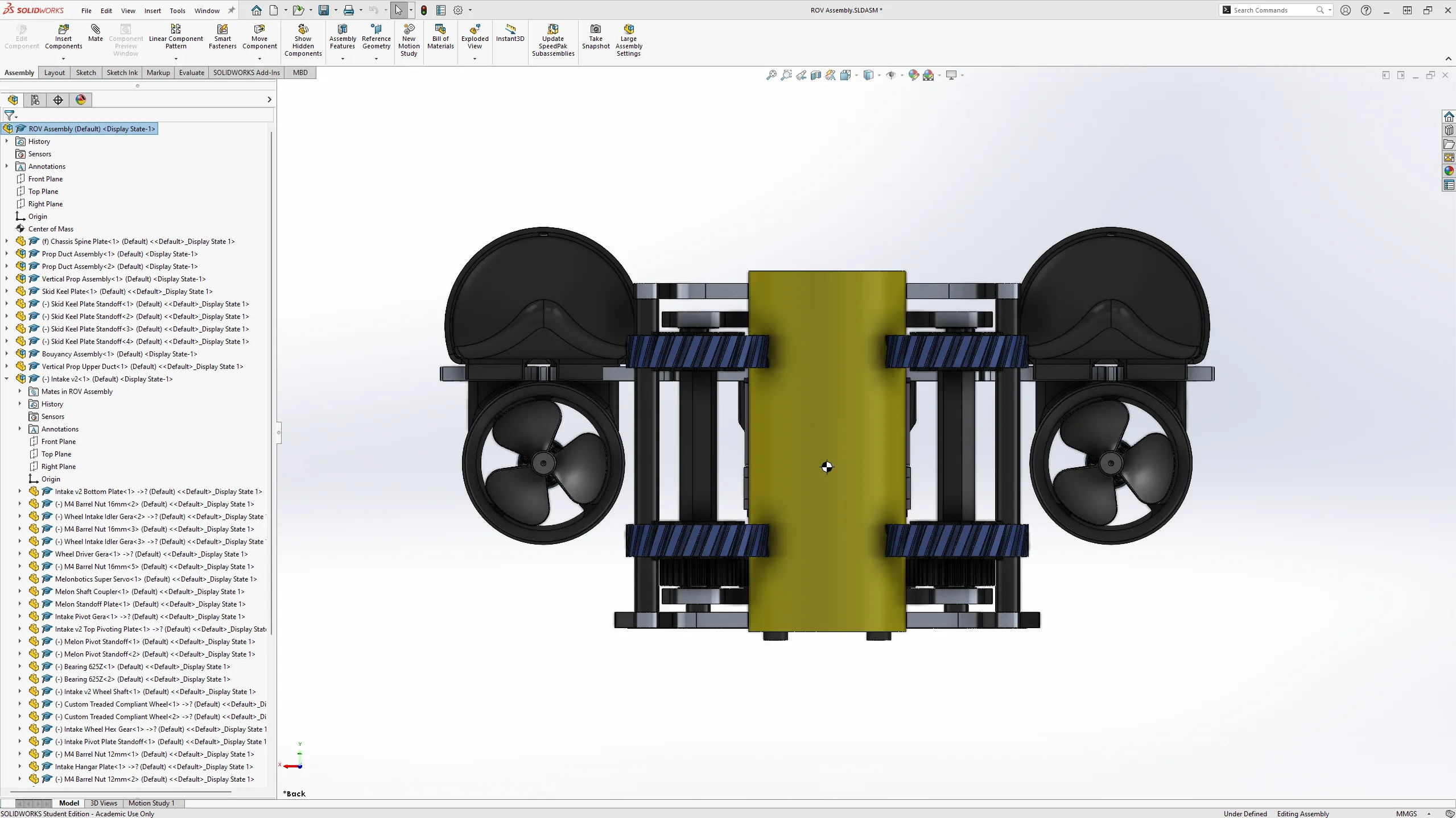 Front CAD view of the final DESN1000 underwater ROV