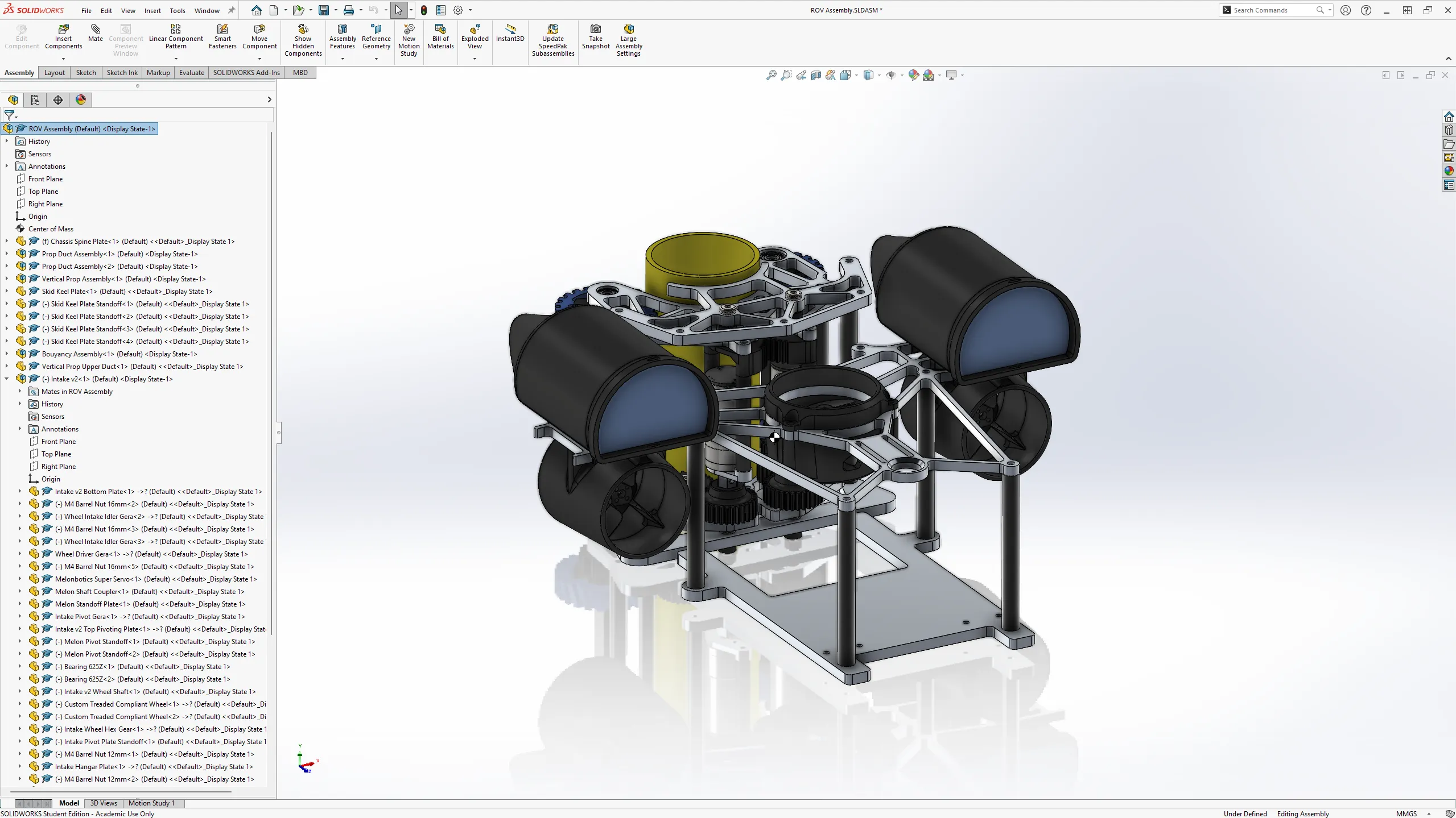 Final CAD isometric of the DESN1000 underwater ROV