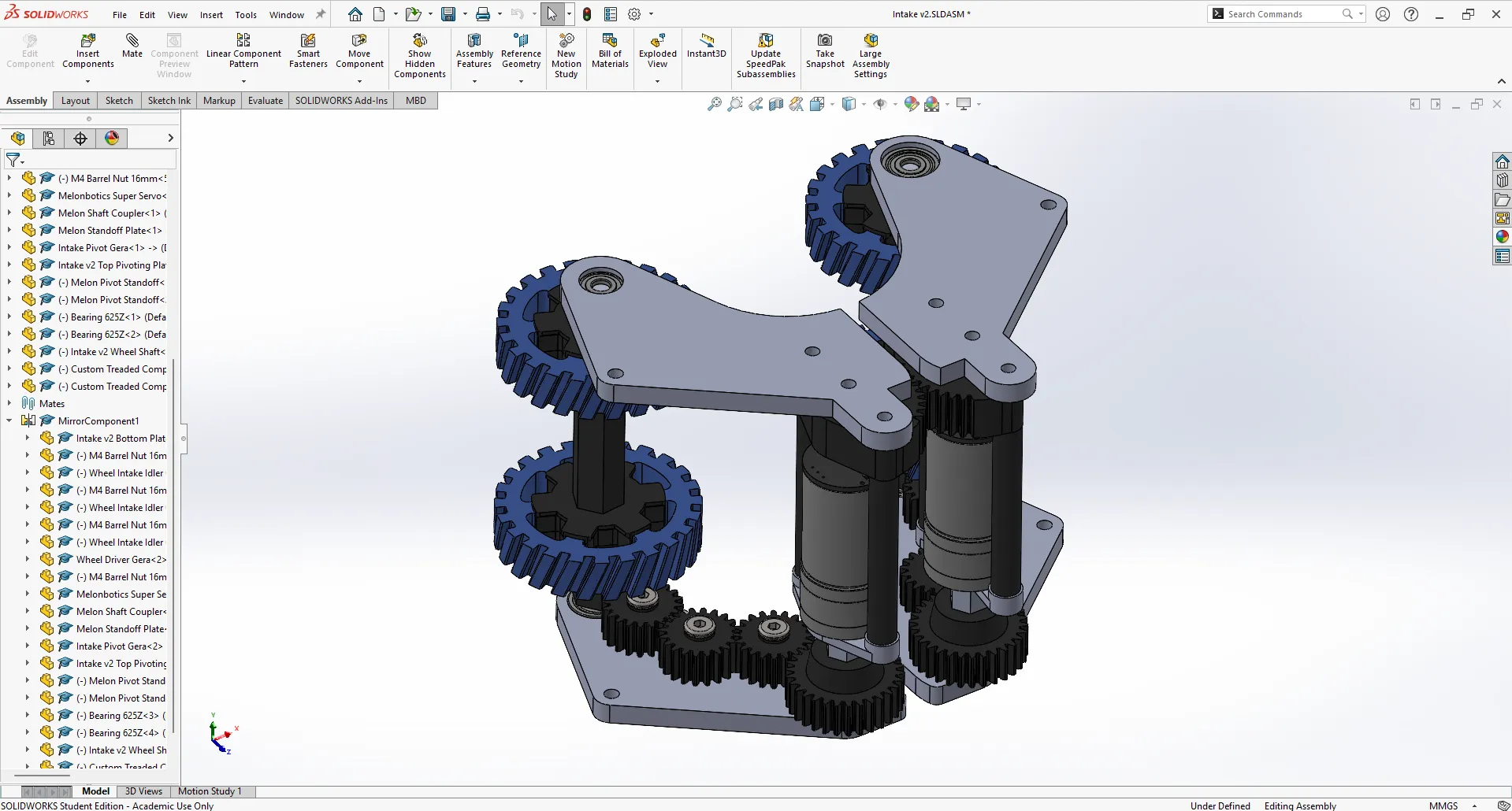 CAD model of the DESN1000 underwater ROV intake mechanism