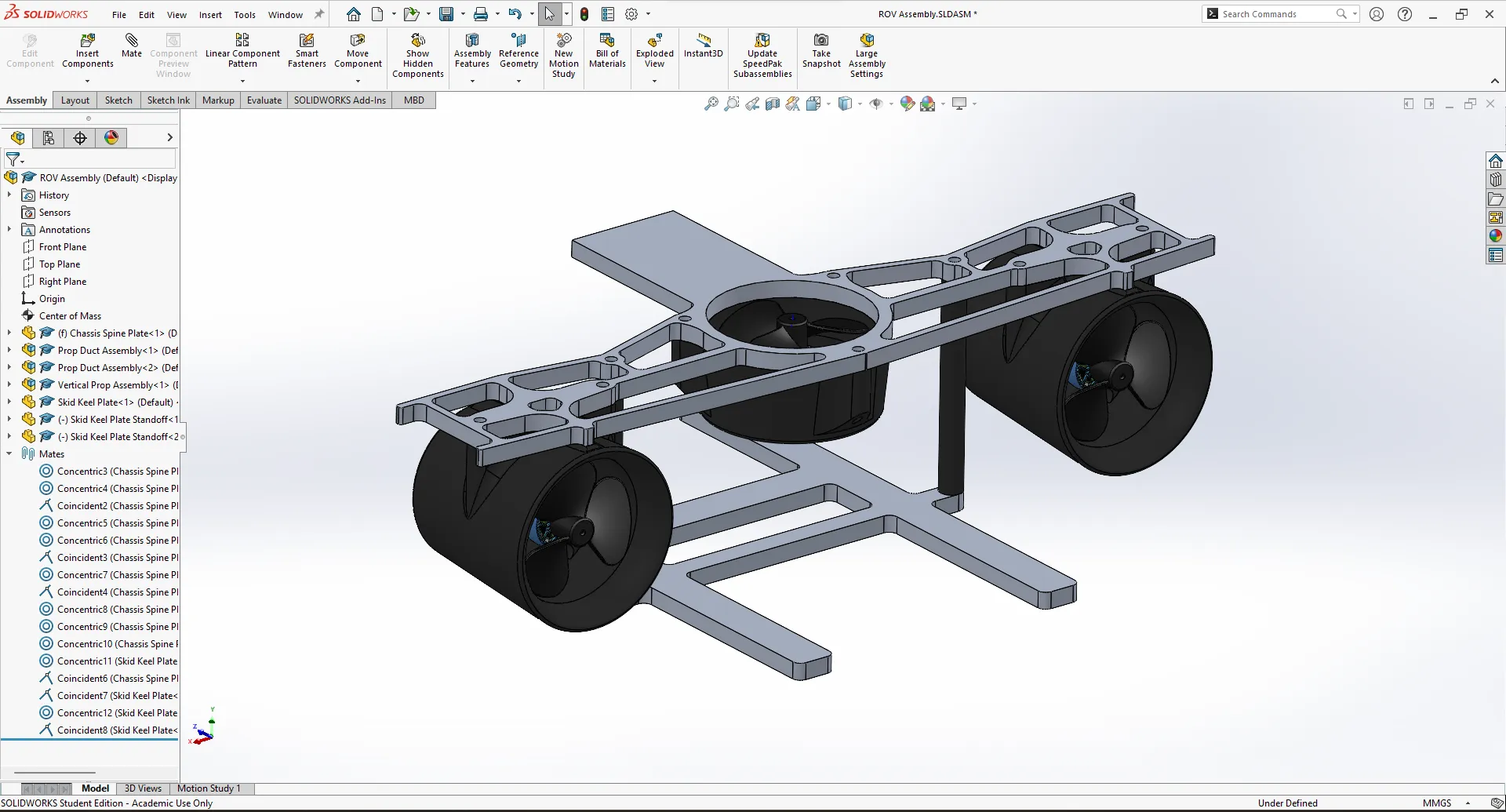 First CAD mockup of the DESN1000 underwater ROV