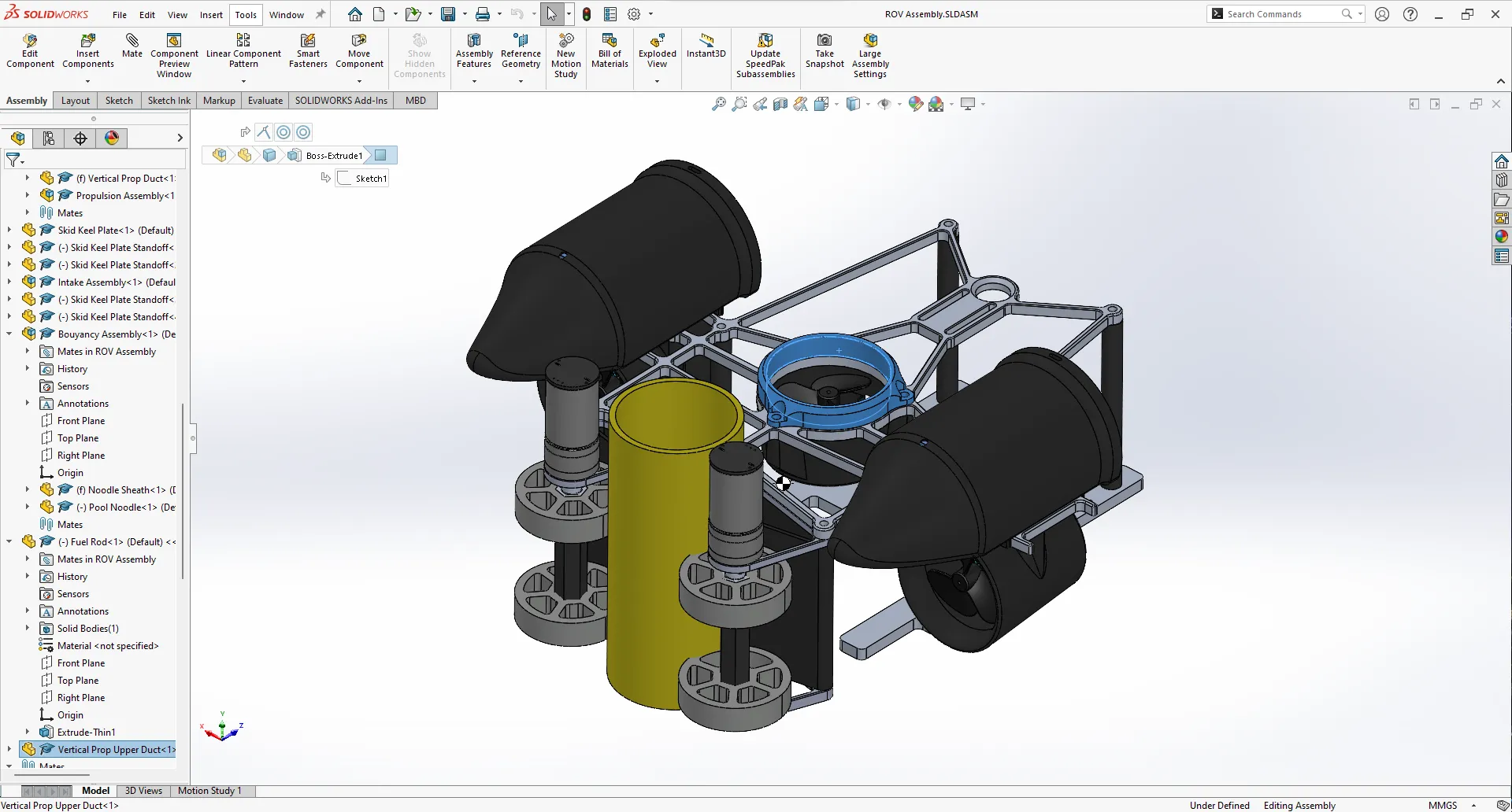 V1 CAD assembly of the DESN1000 underwater ROV