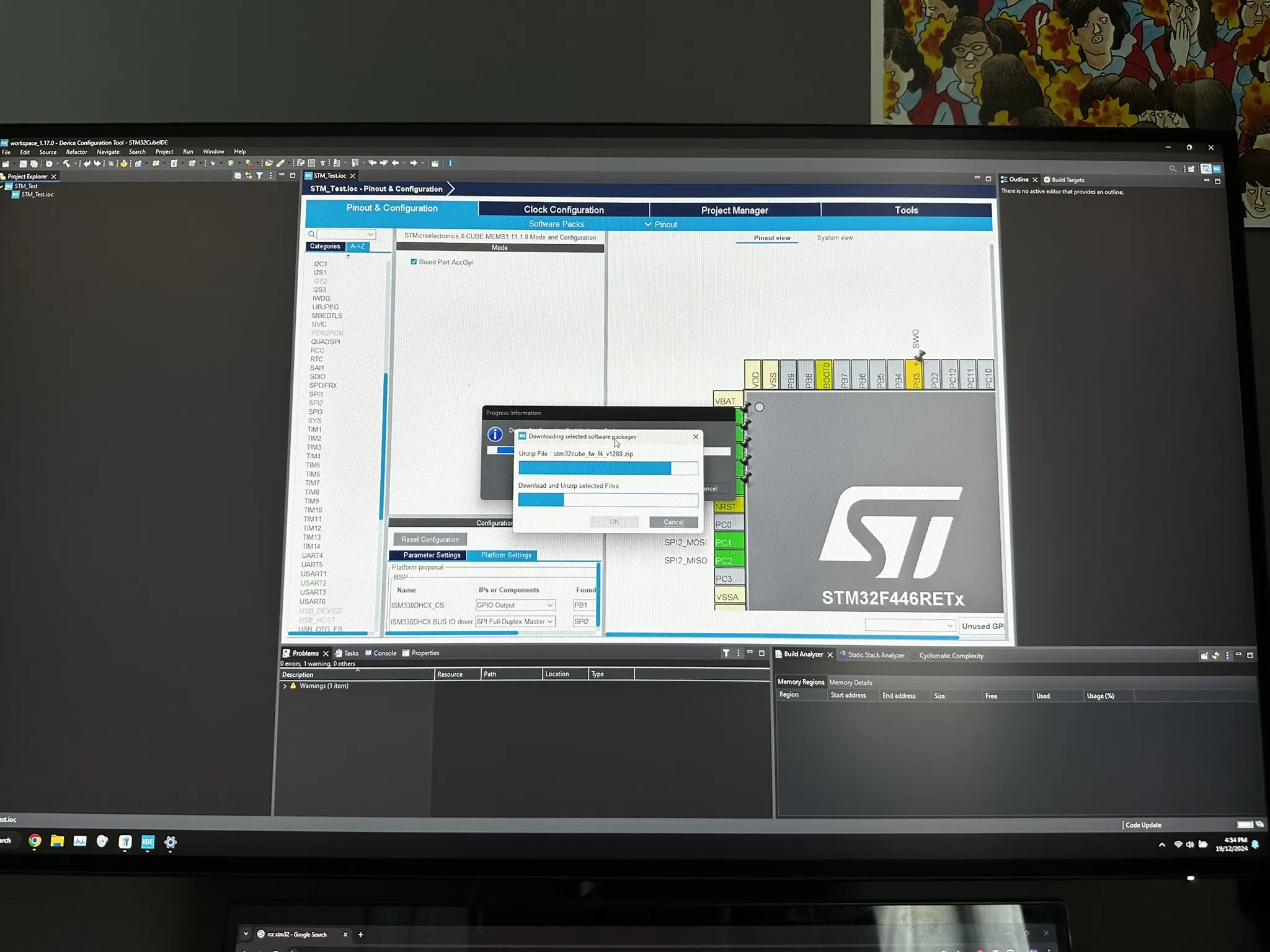STM32 odometry breadboard prototype connected to a test cube