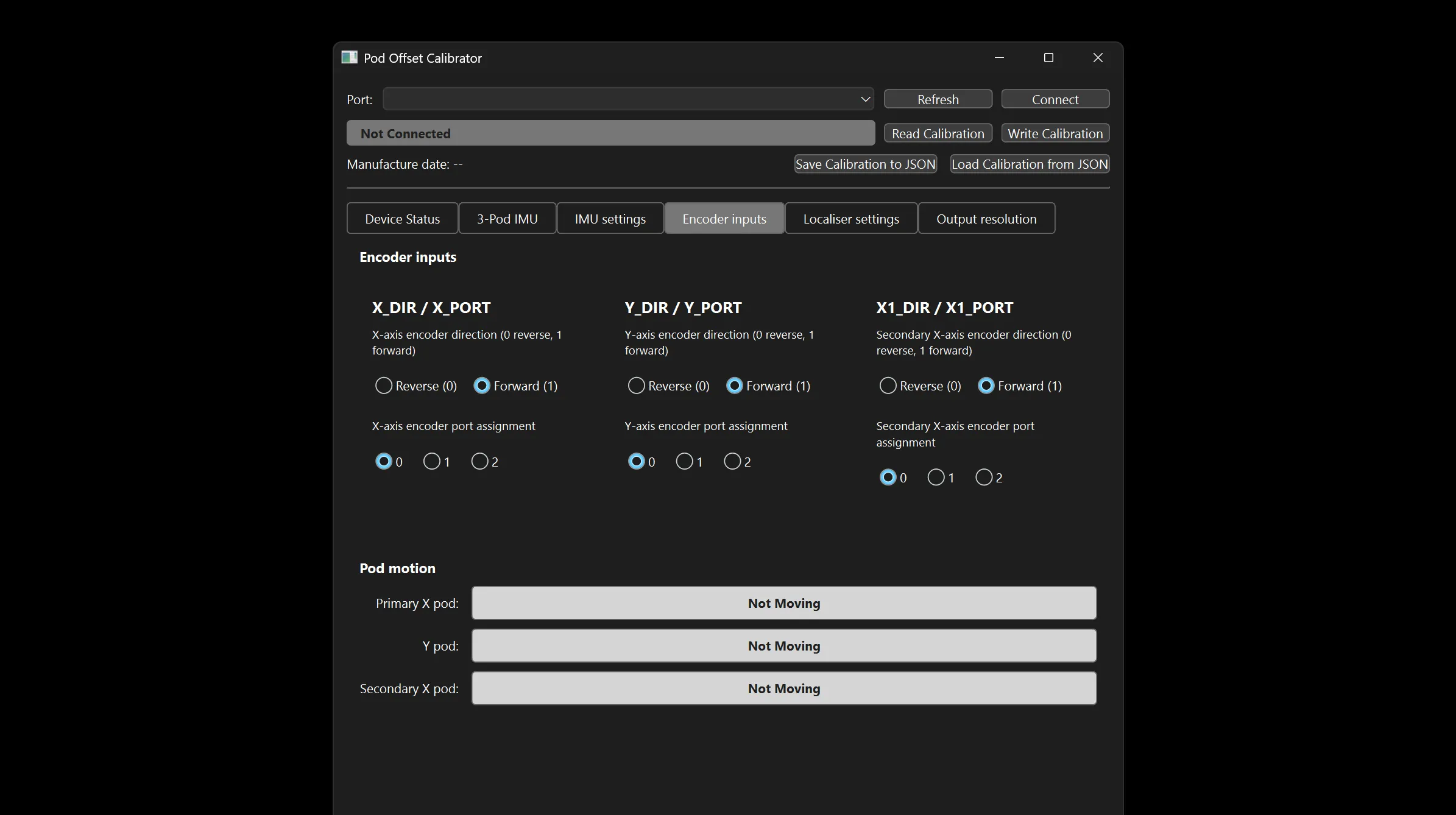STM32 Odometry Computer offset calibration interface