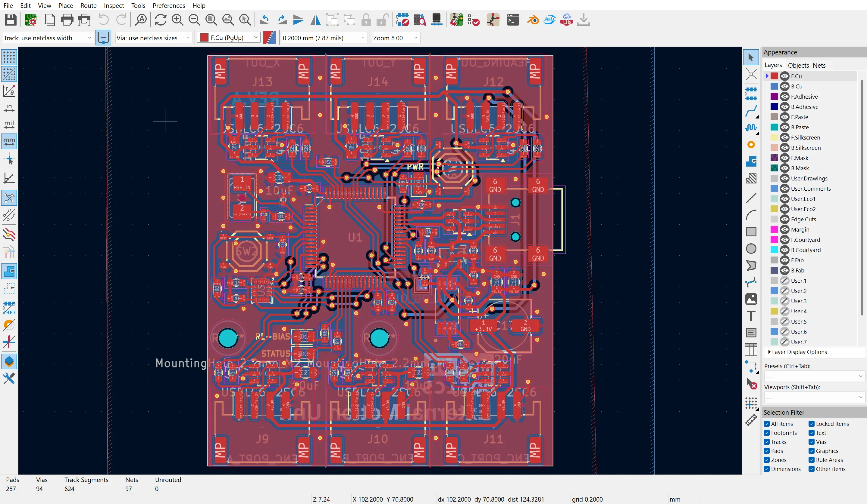 STM32 Odometry Computer Rev 2 PCB layout