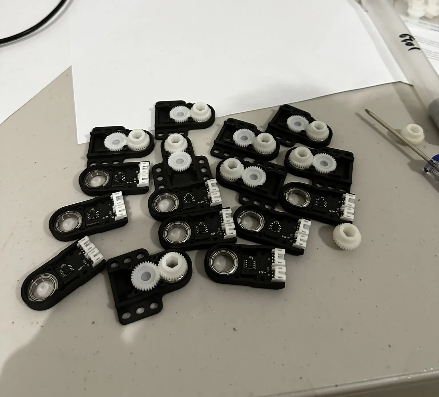 Batch of Through Bore Encoder parts in production